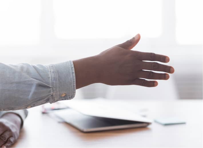 Hand stretched out for a handshake